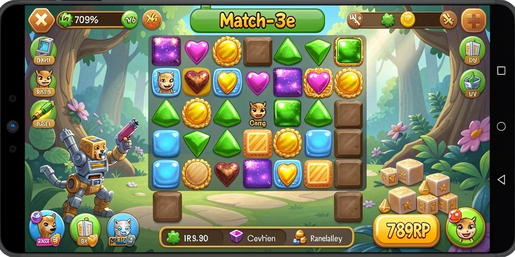 Tampilan gameplay menarik dari 789RP dengan item berwarna-warni.