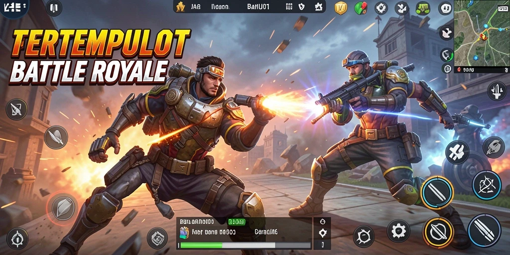 Tangkapan layar menunjukkan pertarungan seru di arena Battle Royale.