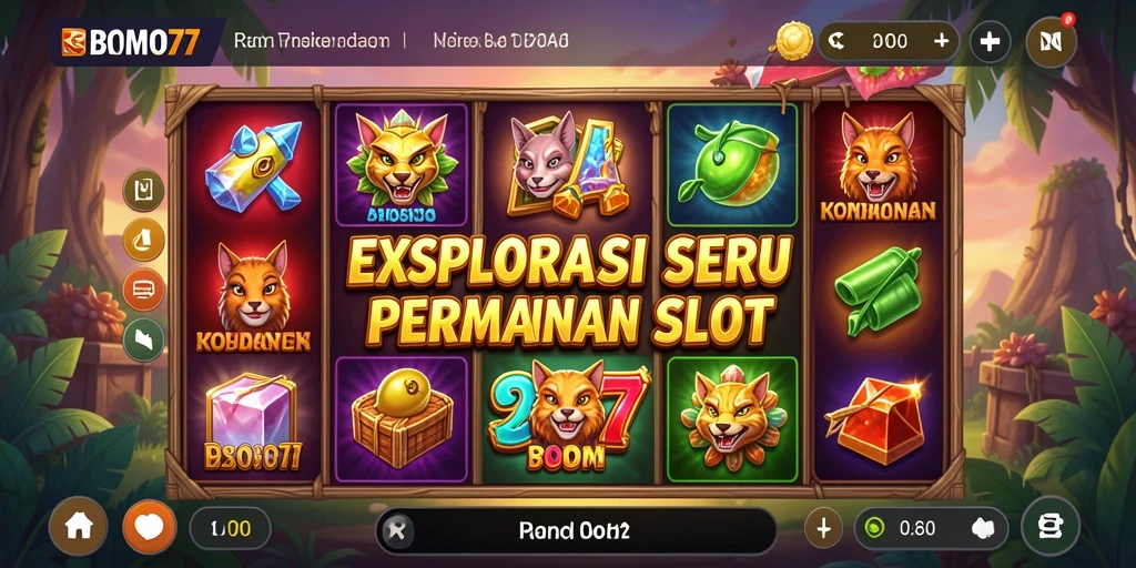 Screenshot gameplay BROMO77 yang menampilkan atmosfir permainan Slot.
