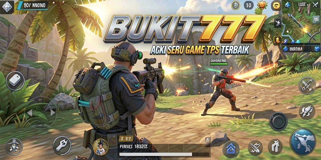 Screenshot gameplay BUKIT777 menampilkan aksi tembak-menembak yang intens.