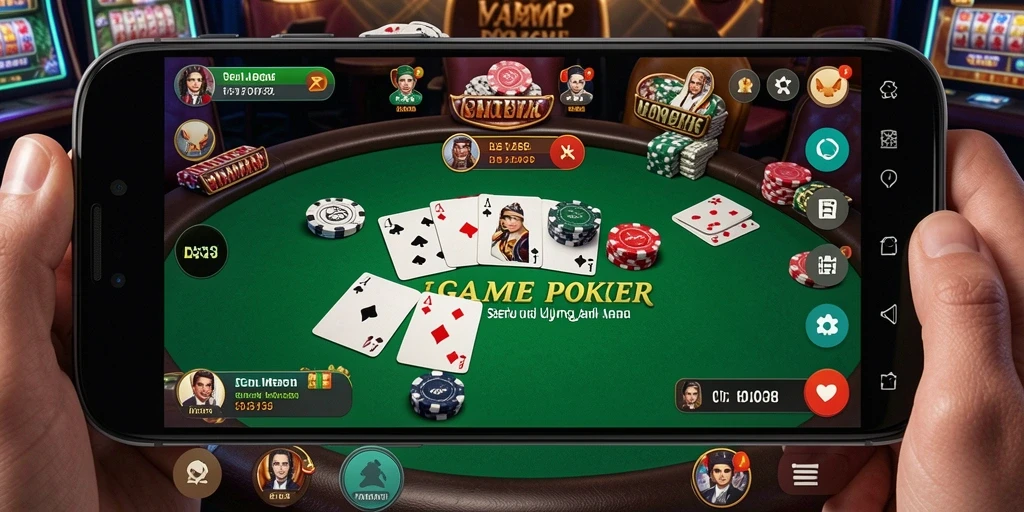 Tampilan gameplay D73 yang mendebarkan dan interaktif dalam permainan Poker.