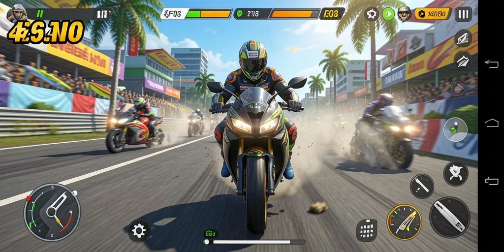 Menampilkan gameplay F08 yang mendebarkan dengan motor balap yang stylish.