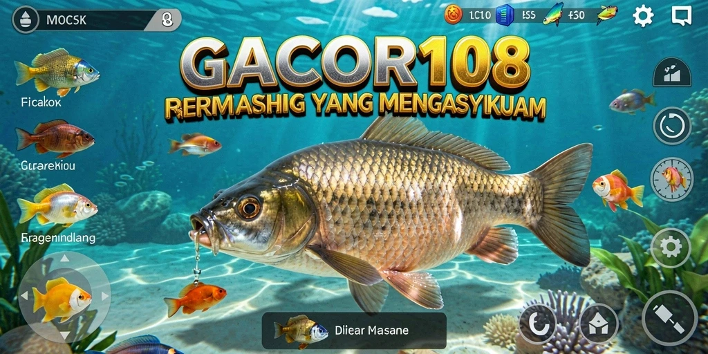 Screenshot gameplay GACOR108 dengan aksi memancing yang seru.