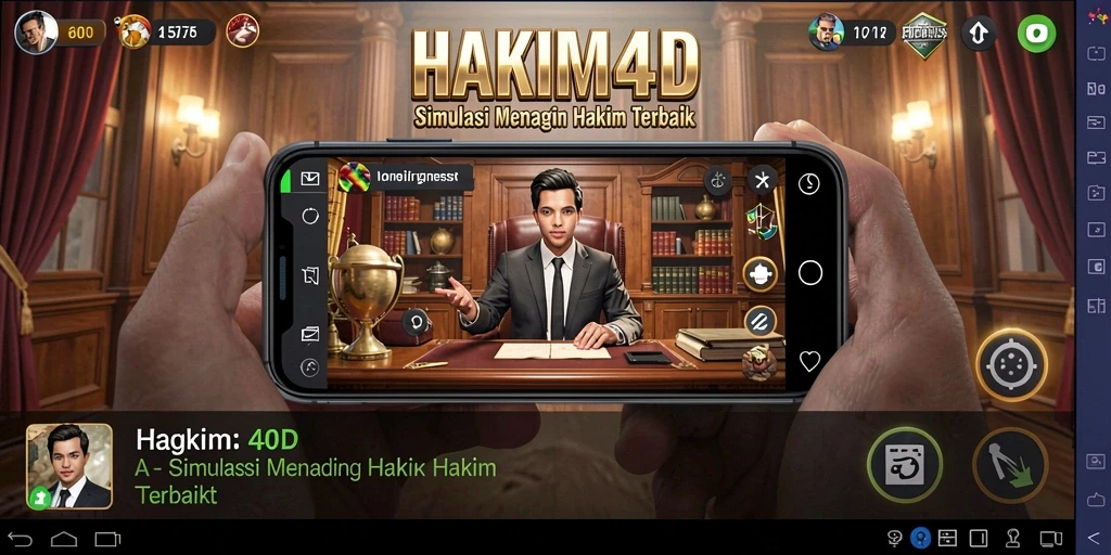 Screenshot gameplay HAKIM4D yang menunjukkan situasi pengadilan yang mendebarkan.