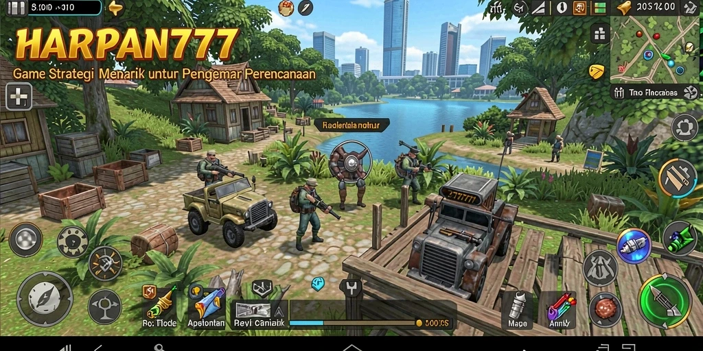Screenshot gameplay HARAPAN777 memperlihatkan pertempuran strategi yang intens.