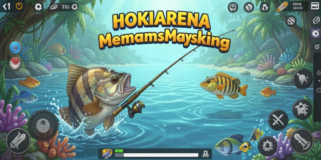 Tampilan gameplay HOKIARENA yang menampilkan aksi memancing yang seru.
