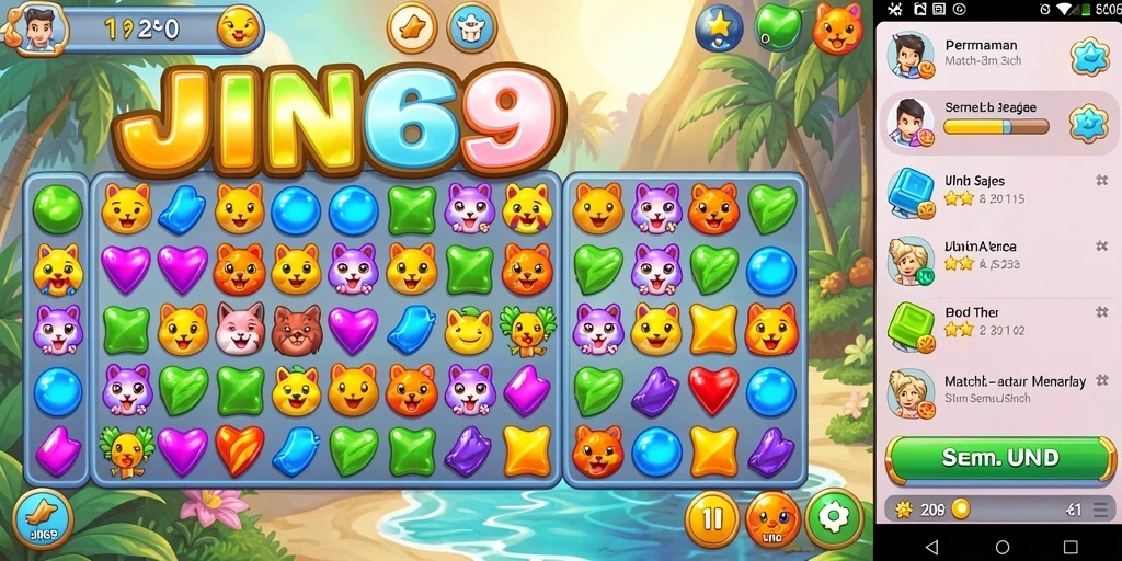 Tampilan gameplay JIN69 yang penuh warna dan seru.