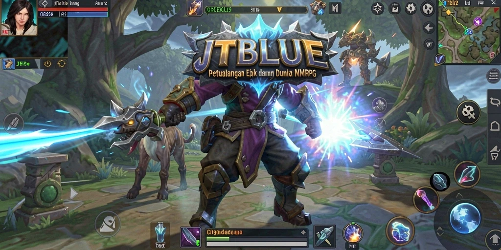 Screenshot gameplay JTBLUE menampilkan petualangan epik di dunia MMORPG.
