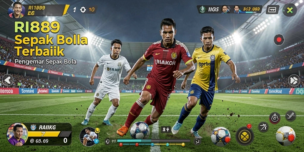 Screenshot RI889 menampilkan aksi seru di lapangan sepak bola.