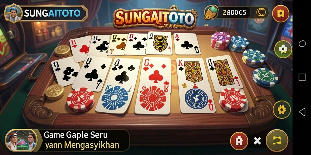 Screenshot menunjukkan gameplay seru dan interaktif Gaple dengan teman.