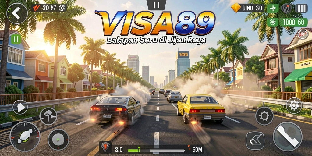 Gameplay menarik dengan mobil balap di trek yang dinamis.